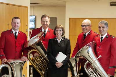 Commissioner Susan McMillan with the bass section of the CSB