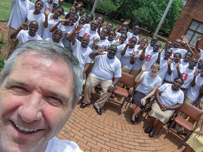 Mjrs David and Brenda Allen with cadets in Zimbabwe