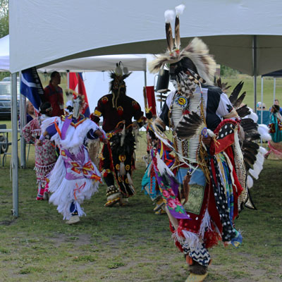 Charles Woods (Siksika Nation) shares a dance at the pow wow