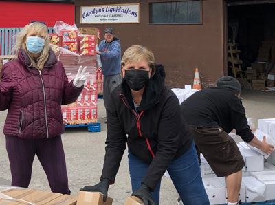 Lorraine Blue (left) continues to receive donations.