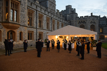 Salvation Army band plays on grounds of Windsor Castle