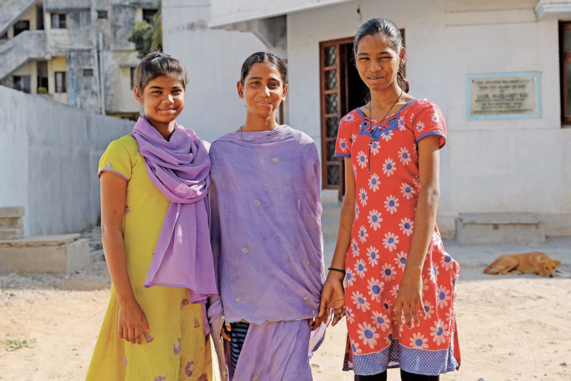From left, Puvanes, Kalpana and Dana are residents of the Army's girls' home