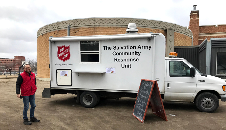 A Salvation Army emergency disaster mobile feeding unit in Regina