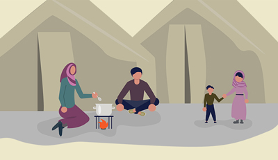 Illustration of refugee camp