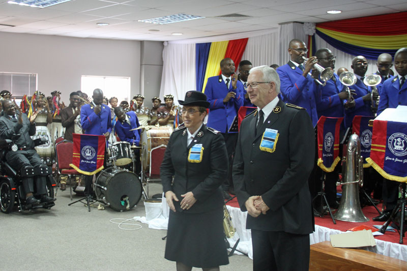 The international leaders are welcomed to a music concert in Botswana