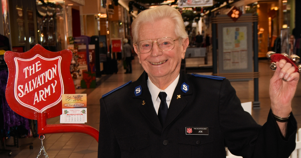 Age has not stopped Joe Knypsta from helping The Salvation Army at Christmas.