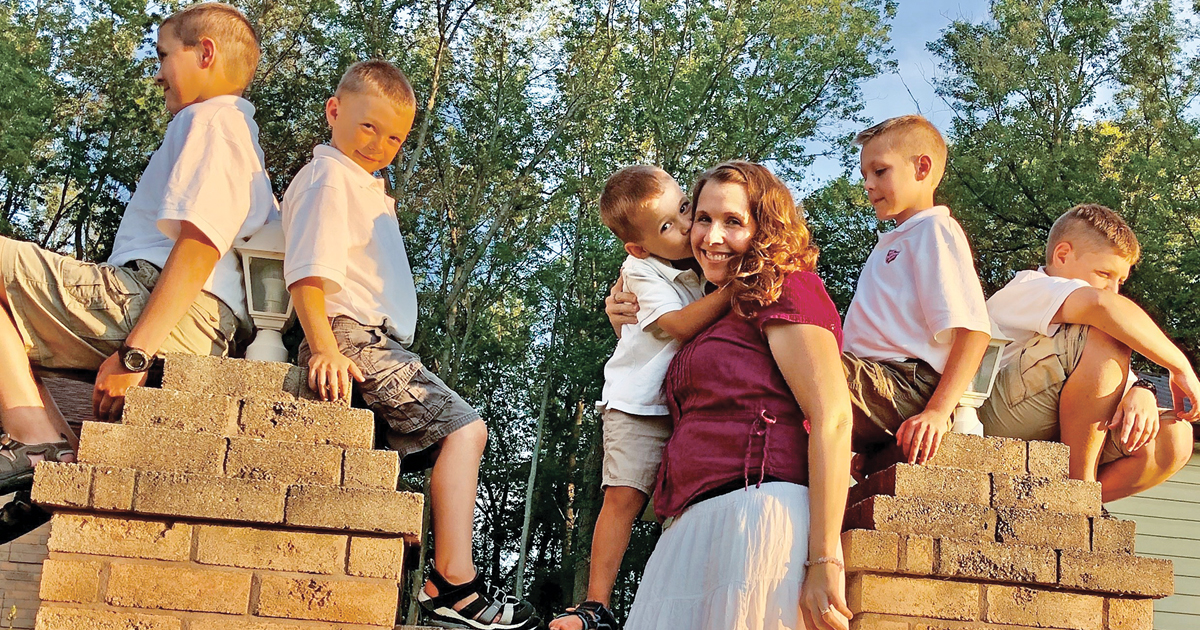 Joanne Virtue with her five boys