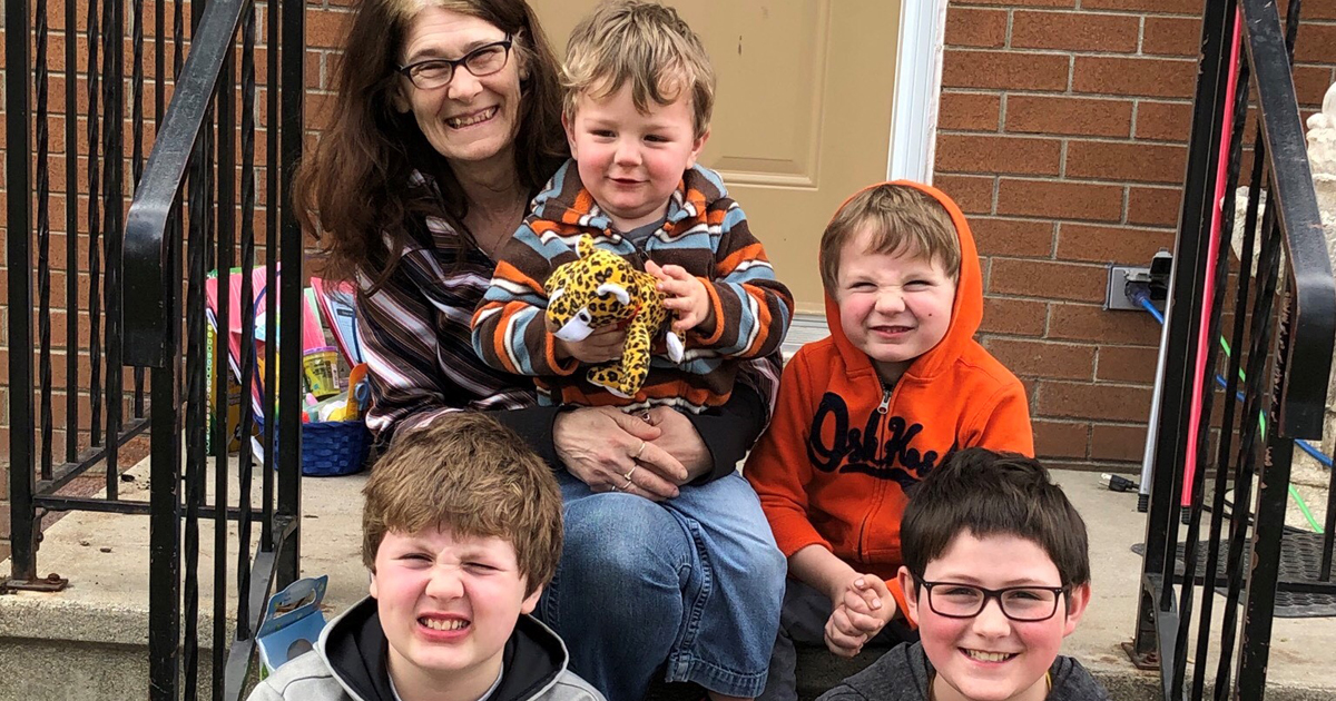 Angila Holden and her four grandchildren (clockwise from top left) Zander, Ethan, Tyson and Braysen,