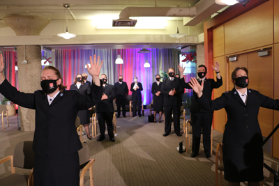 Photo of new cadets in worship