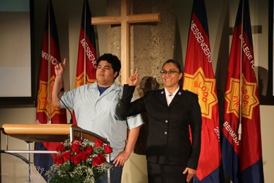 Cadet Dunia Molinar Fehr with her son