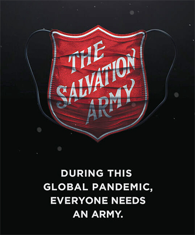 Illustration of Salvation Army shield as a face mask