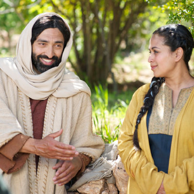 Photo of Jesus smiling with Mary Magdalene