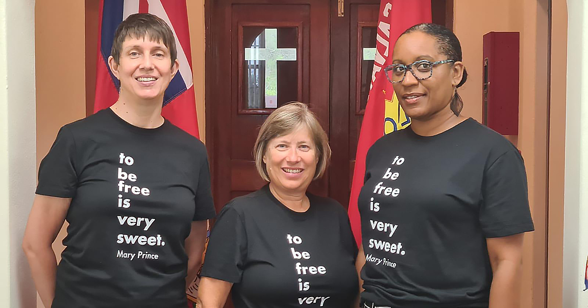 Cpt Elizabeth Knight, Mjr Shelley Kerr and Dionne Powell celebrate Mary Prince Day in Bermuda