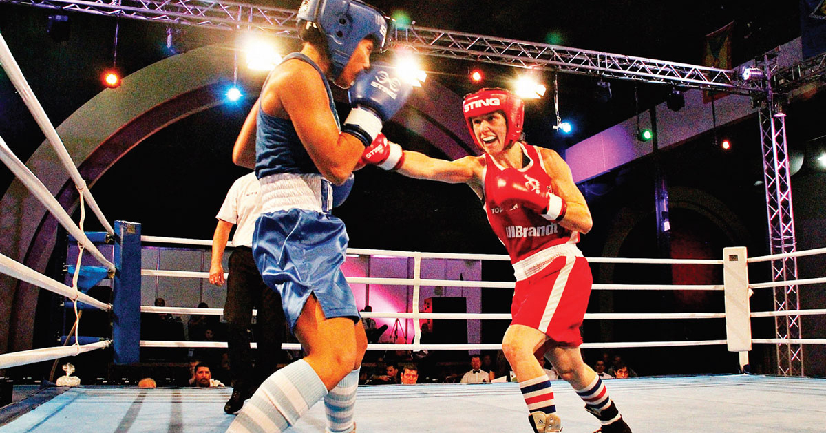 Mandy Bujold (right) in action in the ring