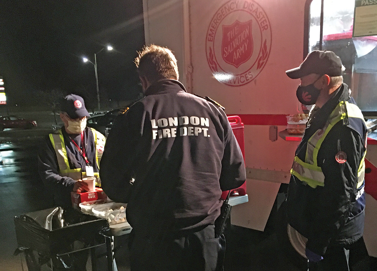 The Salvation Army was on scene to provide food and hydration for rescue workers after a building collapsed in London, Ont.
