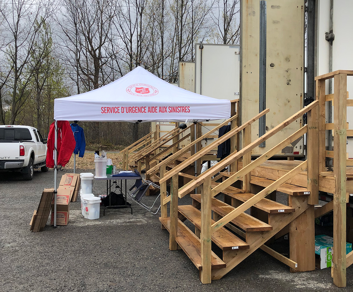 The Army co-ordinates donations after a flood in Sainte-Marthe-sur-leLac, a suburb of Montreal