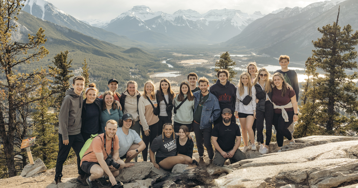 The Living Sacrifice team at Tunnel Mountain Lookout, Banff National Park, Alta.