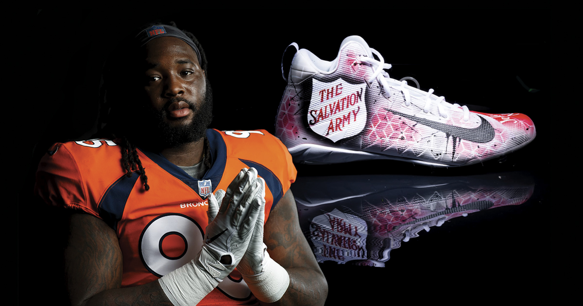 McTelvin Agim auctioned a custom-designed designed boot for The Salvation Army