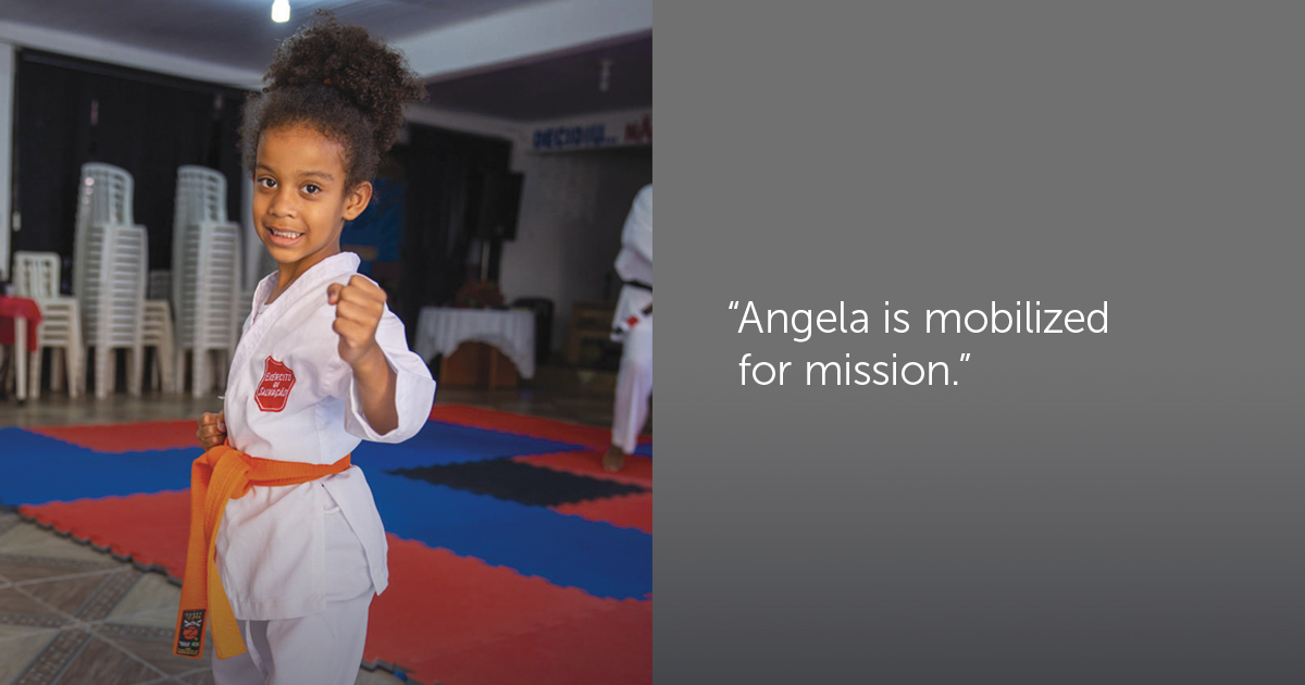 Angela practises a martial art at the Vila dos Pescadores program in The Salvation Army Brazil Territory