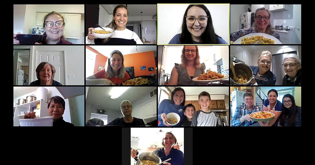 Members of North Toronto Community Church take part in a Zoom cooking class