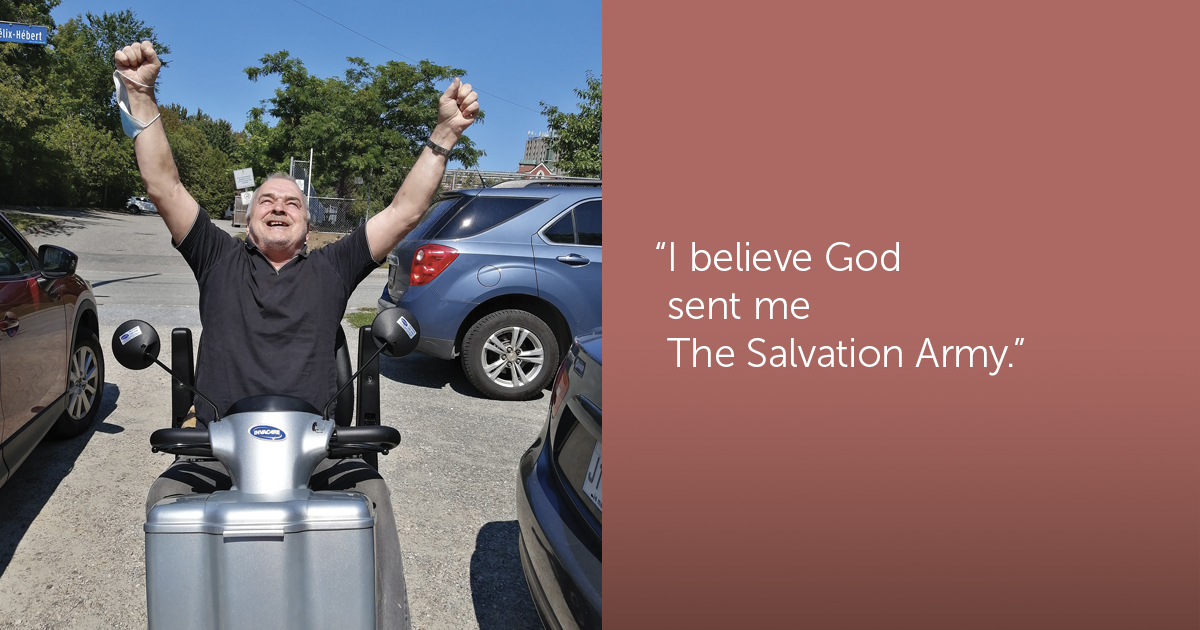 Clément’s church family helped him acquire his new four-wheeled scooter