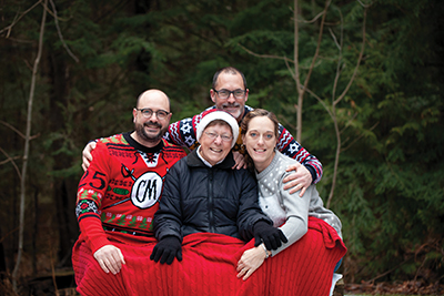 Photo of Darlene with her children, Nick, Peter and Jessie