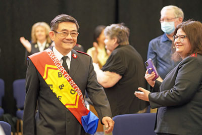 Lt Guan-Ming Parker Shieh marches into the church sanctuary