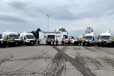 The EDS team at the staging facility 