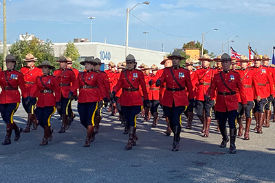 A contingent of RCMP officers in the procession