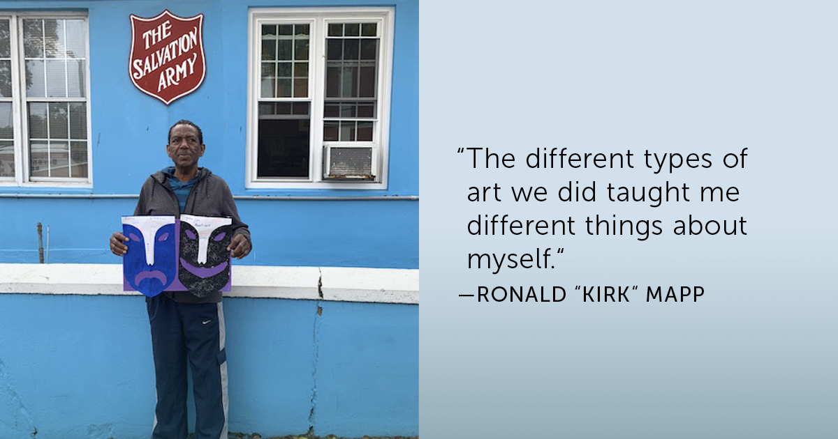 Ronald “Kirk” Mapp holds a project he created