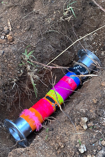 A colourful time capsule in the ground