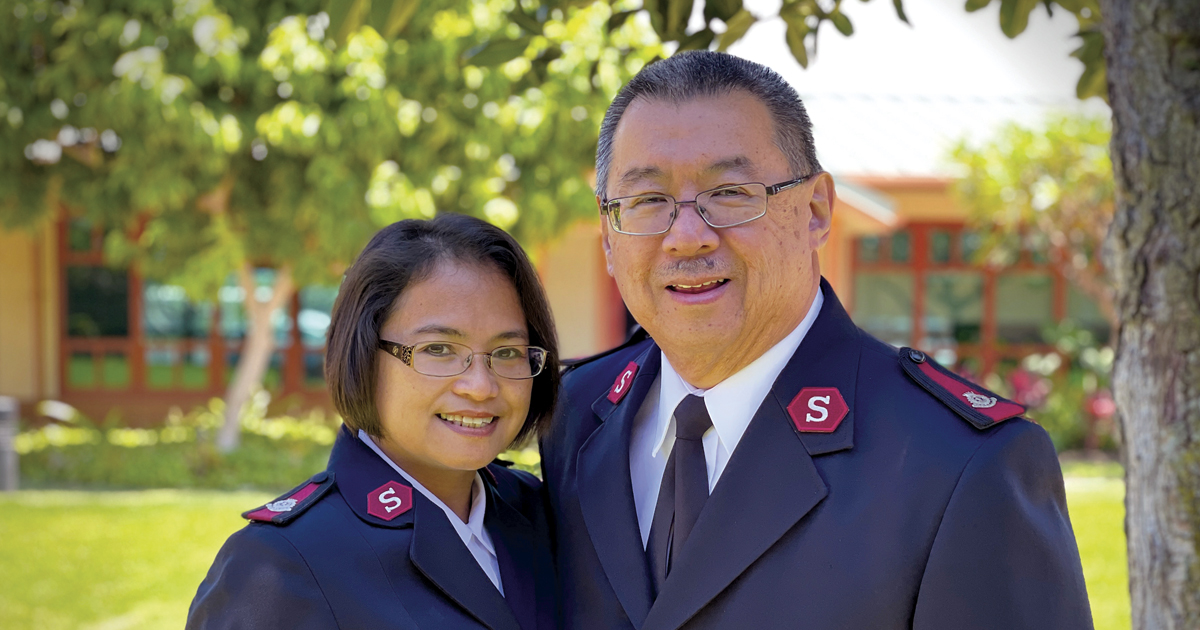 Majors Debbie and Phil Lum today. “There’s a silver lining to everything,” says Major Phil