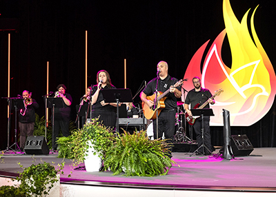 The music and arts ministries department leads a time of worship