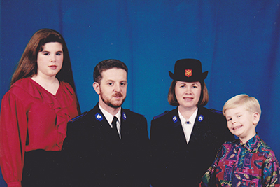 From left, Brada, Mjr Vaden Vincent, Mjr Judy and Brock at the Vincents’ commissioning in 1997