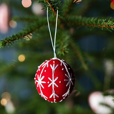 Embroidered Christmas Balls (Pack of 3)