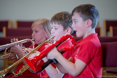 The junior band practises 