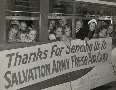 The bus trip up to Jackson’s Point Camp was and is an exciting annual tradition for thousands of children, where acquaintances were renewed and new friendships made