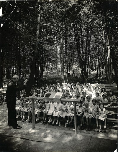 An outdoor chapel service conducted at Jackson’s Point 