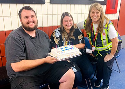 Cpt Jennifer Henson celebrates a wedding anniversary with a couple displaced by the wildfire in West Kelowna, B.C.