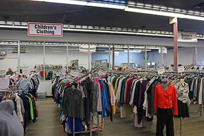 Clothing racks at the thrift store