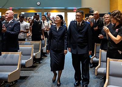 The congregation welcomes new Cdts Yu Gyeong Park and Jun Ho Chang 