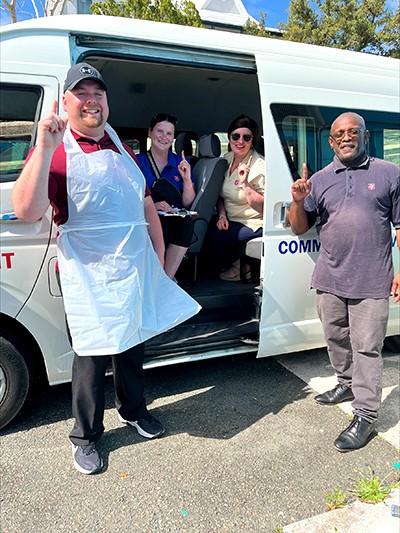 The group helps out with the soup van ministry with Maxwell Assing, residential care worker at Harbour Light