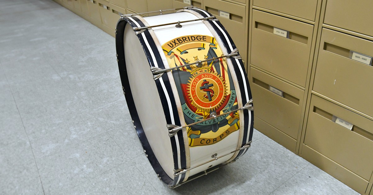 Salvation Army drum labelled
