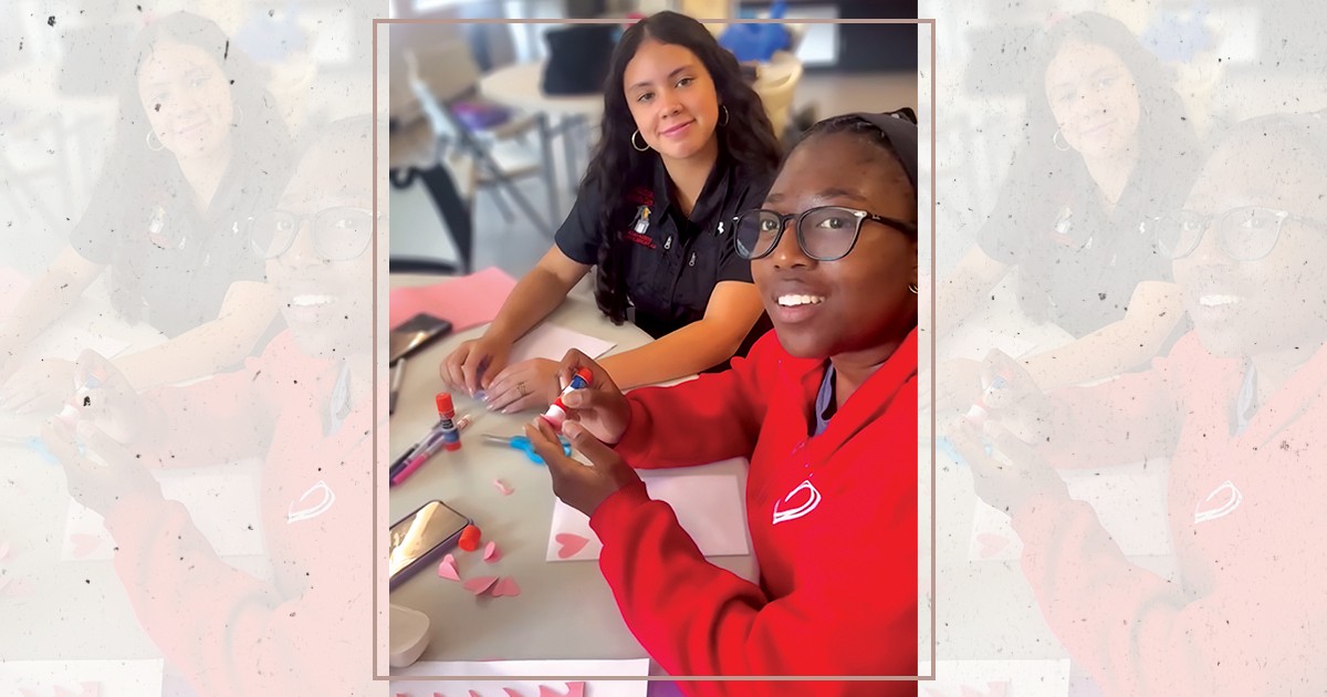 The LIT program helps young people grow in faith and develop their leadership skills. From left, Valeria Rivera and Rejoice Ndlovu make cards for campers