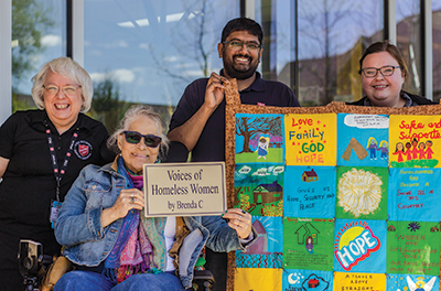 Brenda with, from left, Major Joy Angel, spiritual and religious care co-ordinator/chaplain; Frederick “Freddy
