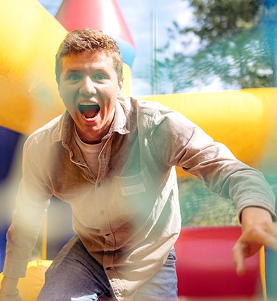 Silas Allen in a bouncy castle