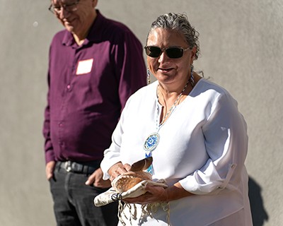 Mjr Shari Russell led a smudging ceremony—a prayer of cleansing—to start the day