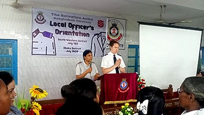 Jahred leads a workshop for local officers