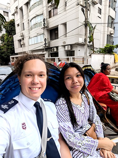 Jahred and Jessica in a rickshaw