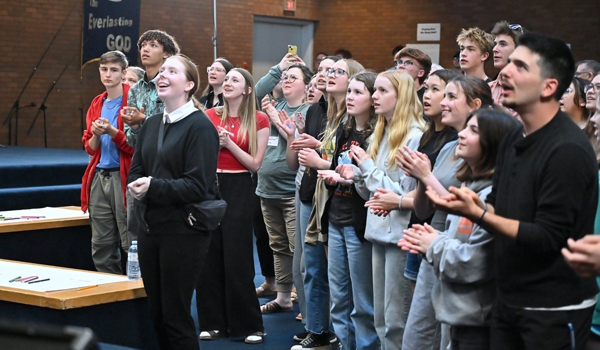 Group of young people singing